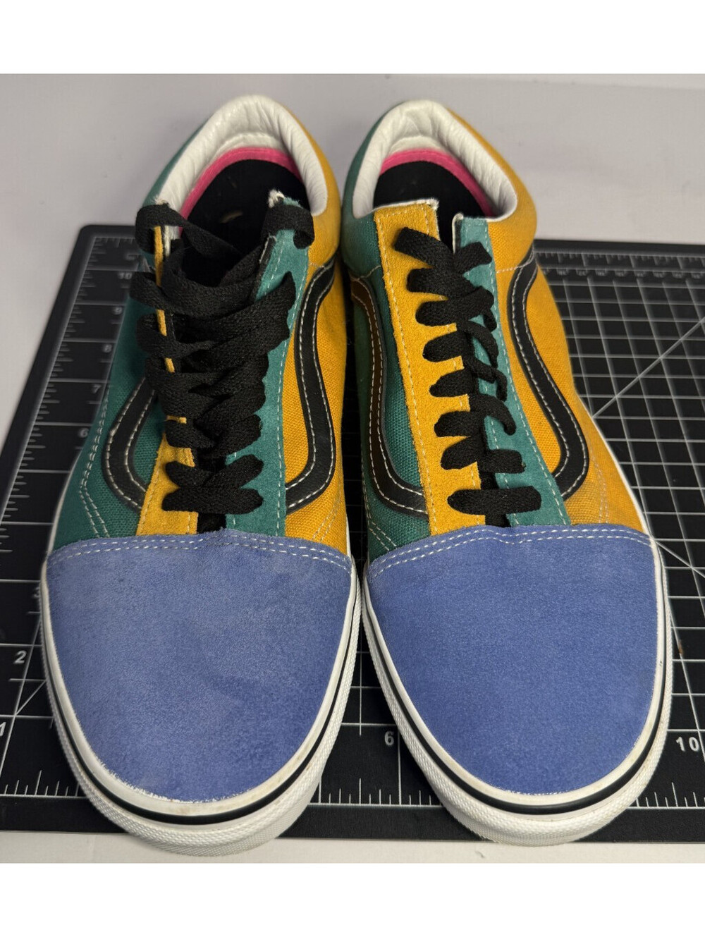 VANS Old Skool Limited Edition ColorBlock Shoes Mens 9.5 Blue Green Yellow